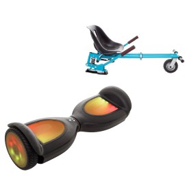6.5 inch Hoverboard with Suspensions Hoverkart, Jetson Prism Black PRO, Standard Range, and Blue Seat with Double Suspension Set, Smart Balance