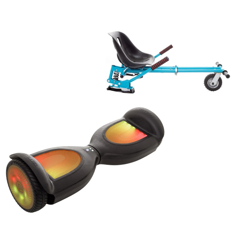 Pakke Hoverboard med Hoverkart med Støddæmpere, 6.5 tommer, Jetson Prism Black PRO, Standard Rækkevidde og Blå Hoverkart med Dobbelt Støddæmper, Smart Balance Segboard