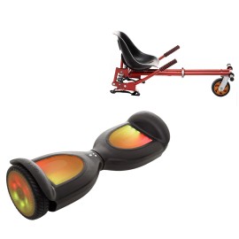 6.5 inch Hoverboard with Suspensions Hoverkart, Jetson Prism Black PRO, Standard Range, and Red Seat with Double Suspension Set, Smart Balance