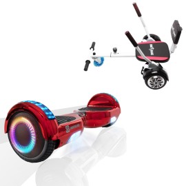 6.5 inch Hoverboard with Comfort Hoverkart, Regular ElectroRed PRO, Standard Range and White Comfort Seat, Smart Balance