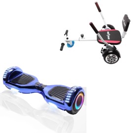 6.5 inch Hoverboard with Comfort Hoverkart, Regular ElectroBlue PRO, Standard Range and White Comfort Seat, Smart Balance