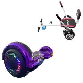 6.5 inch Hoverboard with Comfort Hoverkart, Regular ElectroPurple PRO, Extended Range and White Comfort Seat, Smart Balance