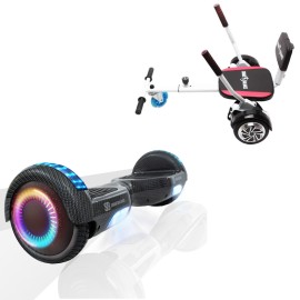 6.5 inch Hoverboard with Comfort Hoverkart, Regular Carbon PRO, Standard Range and White Comfort Seat, Smart Balance