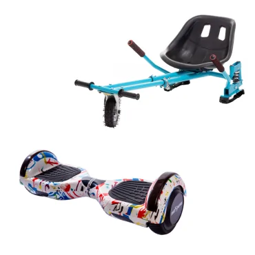 Hoverboard Go-Kart Pack, Smart Balance Regular Splash, 6.5 Tommer, dubbele motoren 36V, 700 Wat, Bluetooth-luidsprekers, LED-ve