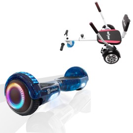 6.5 inch Hoverboard with Comfort Hoverkart, Regular Galaxy Blue PRO, Standard Range and White Comfort Seat, Smart Balance