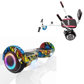 6.5 inch Hoverboard with Comfort Hoverkart, Regular HipHop PRO, Standard Range and White Comfort Seat, Smart Balance