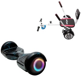 6.5 inch Hoverboard with Comfort Hoverkart, Regular Thunderstorm Blue PRO, Standard Range and White Comfort Seat, Smart Balance
