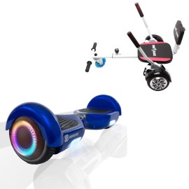 6.5 inch Hoverboard with Comfort Hoverkart, Regular Blue PowerBoard PRO, Standard Range and White Comfort Seat, Smart Balance