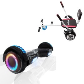 6.5 inch Hoverboard with Comfort Hoverkart, Regular Black PRO, Standard Range and White Comfort Seat, Smart Balance