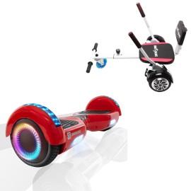 6.5 inch Hoverboard with Comfort Hoverkart, Regular Red PRO, Standard Range and White Comfort Seat, Smart Balance