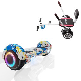 6.5 inch Hoverboard with Comfort Hoverkart, Regular Splash PRO, Standard Range and White Comfort Seat, Smart Balance