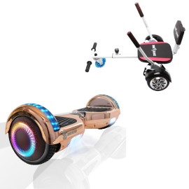 6.5 inch Hoverboard with Comfort Hoverkart, Regular Iron PRO, Standard Range and White Comfort Seat, Smart Balance