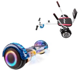 6.5 inch Hoverboard with Comfort Hoverkart, Regular Galaxy Orange PRO, Standard Range and White Comfort Seat, Smart Balance