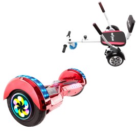 8 inch Hoverboard with Comfort Hoverkart, Transformers ElectroRed PRO, Standard Range and White Comfort Seat, Smart Balance