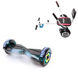 8 inch Hoverboard with Comfort Hoverkart, Transformers Thunderstorm PRO, Standard Range and White Comfort Seat, Smart Balance