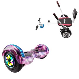 8 inch Hoverboard with Comfort Hoverkart, Transformers Galaxy Pink PRO, Standard Range and White Comfort Seat, Smart Balance