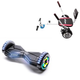 8 inch Hoverboard with Comfort Hoverkart, Transformers Carbon PRO, Standard Range and White Comfort Seat, Smart Balance