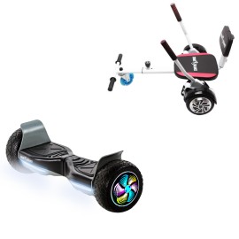 8.5 inch Hoverboard with Comfort Hoverkart, Hummer Black PRO, Standard Range and White Comfort Seat, Smart Balance