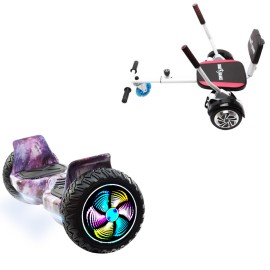 8.5 inch Hoverboard with Comfort Hoverkart, Hummer Galaxy PRO, Standard Range and White Comfort Seat, Smart Balance