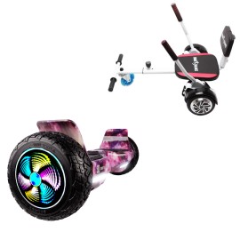 8.5 inch Hoverboard with Comfort Hoverkart, Hummer Galaxy Pink PRO, Extended Range and White Comfort Seat, Smart Balance