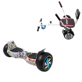 8.5 inch Hoverboard with Comfort Hoverkart, Hummer Splash PRO, Extended Range and White Comfort Seat, Smart Balance
