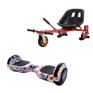 Hoverboard Go-Kart Pack, Smart Balance Regular Splash, 6.5 INCH, Dual Motors 36V, 700Wat, Bluetooth Speakers, LED Lights, Premi