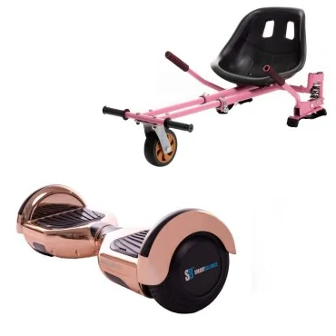 6.5 inch Hoverboard with Hoverkart, Suspension PRO Seat, Pink, 15 km/h, UL2272 Certified, Bluetooth, Led Lighting, 700W Power, 4Ah Battery, Smart Balance, Regular Iron Special