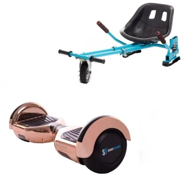 6.5 inch Hoverboard with Hoverkart, Suspension PRO Seat, Blue, 15 km/h, UL2272 Certified, Bluetooth, Led Lighting, 700W Power, 4Ah Battery, Smart Balance, Regular Iron Special
