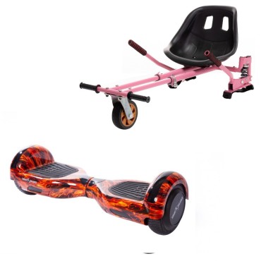 Paket Hoverboard Go-Kart, Smart Balance Regular Flame, 6.5 Tum, Dual Motors 36V, 700Wat, Bluetooth-hogtalare, LED-ljus, Premium