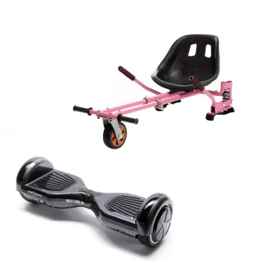 6.5 inch Hoverboard with Hoverkart, Suspension PRO Seat, Pink, 15 km/h, UL2272 Certified, Bluetooth, Led Lighting, 700W Power, 4Ah Battery, Smart Balance, Regular Carbon