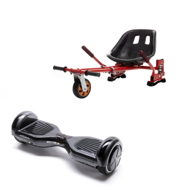 Paquet Go-Kart Hoverboard, Smart Balance Regular Carbon, 6.5 Pouces, Deux Moteurs 36V, 700Watts, Bluetooth, Lumieres LED , Hover