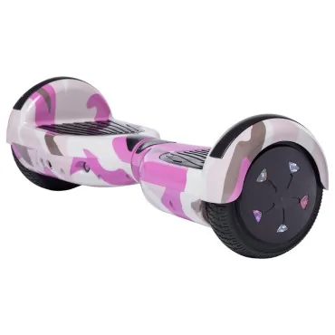 6.5 inch Hoverboard, 15 km/h, UL2272 Certified, Bluetooth, LED Lighting, 700W Power, 4Ah Battery, Smart Balance, Regular Camouflage Pink Handle