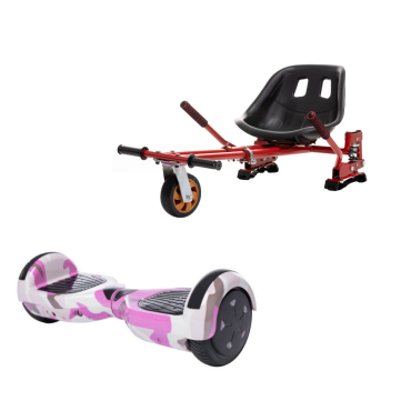 Paket Hoverboard Go-Kart, Smart Balance Regular Camouflage Pink Handle, 6.5 Tum, Dual Motors 36V, 700Wat, Bluetooth-hogtalare, 