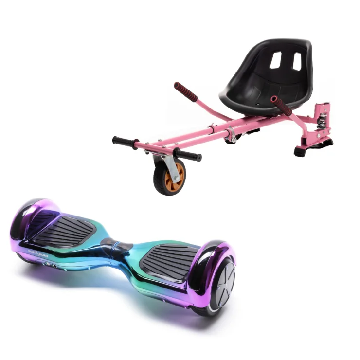 6.5 inch Hoverboard with Hoverkart, Suspension PRO Seat, Pink, 15 km/h, UL2272 Certified, Bluetooth, Led Lighting, 700W Power, 4Ah Battery, Smart Balance, Regular Dakota