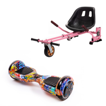 Hoverboard Go-Kart Pack, Smart Balance Regular HipHop Orange, 6.5 INCH, Dual Motors 36V, 700Wat, Bluetooth Speakers, LED Lights