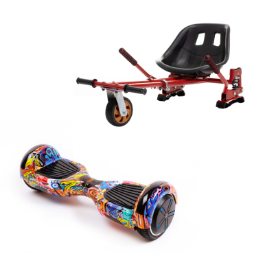 Hoverboard Go-Kart Pack, Smart Balance Regular HipHop Orange, 6.5 INCH, Dual Motors 36V, 700Wat, Bluetooth Speakers, LED Lights