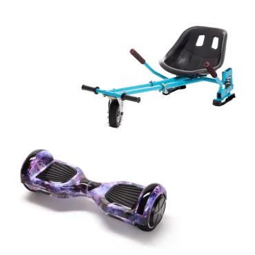 6.5 inch Hoverboard with Hoverkart, Suspension PRO Seat, Blue, 15 km/h, UL2272 Certified, Bluetooth, Led Lighting, 700W Power, 4Ah Battery, Smart Balance, Regular Galaxy