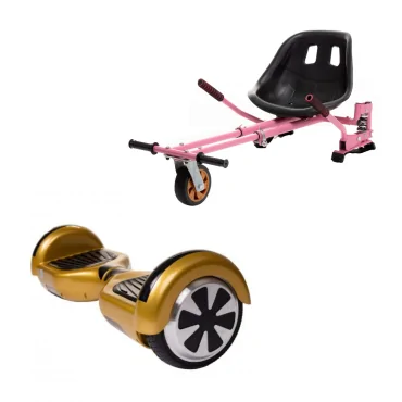 Pacchetto Hoverboard Go-Kart, Smart Balance Regular Gold, 6.5 Pollici, Doppio Motore 36V, 700Wat, Altoparlanti Bluetooth, Luci L