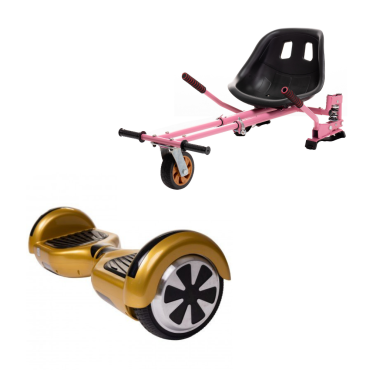 Paket Hoverboard Go-Kart, Smart Balance Regular Gold, 6.5 Tum, Dual Motors 36V, 700Wat, Bluetooth-hogtalare, LED-ljus, Premium 