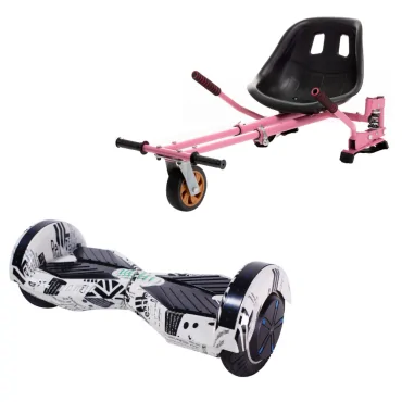 6.5 inch Hoverboard with Hoverkart, Suspension PRO Seat, Pink, 15 km/h, UL2272 Certified, Bluetooth, Led Lighting, 700W Power, 4Ah Battery, Smart Balance, Transformers NewsPaper