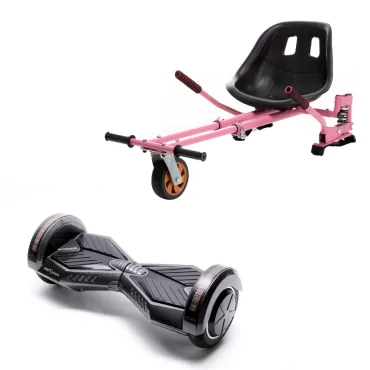 6.5 Zoll Hoverboard mit Sitz, Suspension PRO HoverKart, Rosa, 15 km/h, UL2272 Certified, Bluetooth, Led Beleuchtung, 700W Power, 4AH Akku, Smart Balance, Transformers Carbon