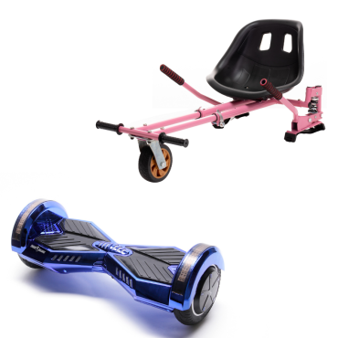 Hoverboard Go-Kart Pack, Smart Balance Transformers ElectroBlue, 6.5 INCH, Dual Motors 36V, 700Wat, Bluetooth Speakers, LED Lig