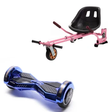 6.5 inch Hoverboard with Hoverkart, Suspension PRO Seat, Pink, 15 km/h, UL2272 Certified, Bluetooth, Led Lighting, 700W Power, 4Ah Battery, Smart Balance, Transformers ElectroBlue