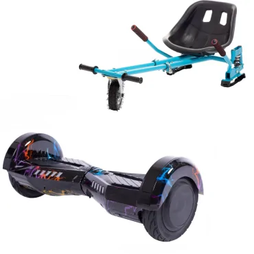 6.5 inch Hoverboard with Hoverkart, Suspension PRO Seat, Blue, 15 km/h, UL2272 Certified, Bluetooth, Led Lighting, 700W Power, 4Ah Battery, Smart Balance, Transformers Thunderstorm Blue
