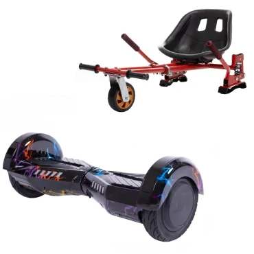 6.5 inch Hoverboard with Hoverkart, Suspension PRO Seat, Red, 15 km/h, UL2272 Certified, Bluetooth, Led Lighting, 700W Power, 4Ah Battery, Smart Balance, Transformers Thunderstorm Blue