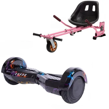 6.5 inch Hoverboard with Hoverkart, Suspension PRO Seat, Pink, 15 km/h, UL2272 Certified, Bluetooth, Led Lighting, 700W Power, 4Ah Battery, Smart Balance, Transformers Thunderstorm Blue