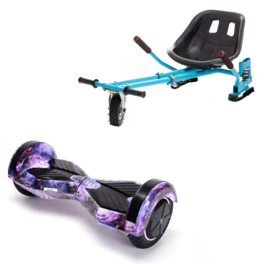6.5 inch Hoverboard with Hoverkart, Suspension PRO Seat, Blue, 15 km/h, UL2272 Certified, Bluetooth, Led Lighting, 700W Power, 4Ah Battery, Smart Balance, Transformers Galaxy