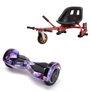 6.5 inch Hoverboard with Hoverkart, Suspension PRO Seat, Red, 15 km/h, UL2272 Certified, Bluetooth, Led Lighting, 700W Power, 4Ah Battery, Smart Balance, Transformers Galaxy