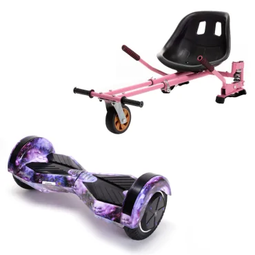 6.5 inch Hoverboard with Hoverkart, Suspension PRO Seat, Pink, 15 km/h, UL2272 Certified, Bluetooth, Led Lighting, 700W Power, 4Ah Battery, Smart Balance, Transformers Galaxy