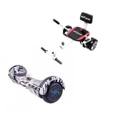 6.5 inch Hoverboard with Hoverkart, Premium Soft Seat, 15 km/h, UL2272 Certified, Bluetooth, Led Lighting, 700W Power, 4Ah Battery, Smart Balance, Regular Last Dead Handle